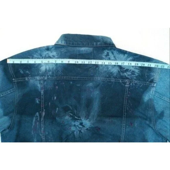 Pepsi Denim Trucker Jean Jacket Vintage Custom Tie Dye Men's L Logo Buttons 90s - Picture 10 of 11